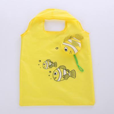 China Custom Outdoor Polyester Drawstring Shopping Nylon Folding Fish Shape Cartoon Logo Bags For Travel for sale