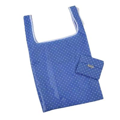 China Large Capacity Custom Foldable Supermarket Nylon Handled Polyester Rpet Shopping Bag for sale