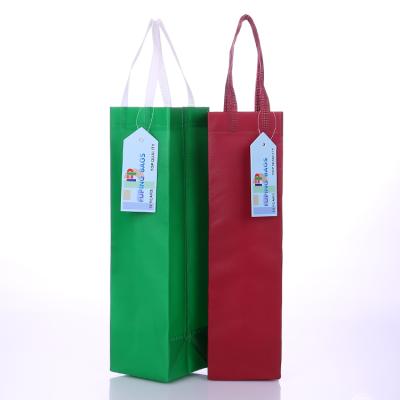 China Factory Direct Sales Portable Non Woven Red Green Bulk Wine Bottle Handled Carry Bags for sale