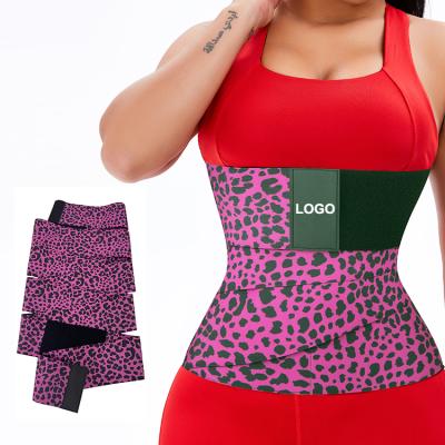 China Custom Logo Leopards Elastic Bandage High Quality Tummy Control Elastic Stomach Wrap Elastic Stomach Wrap Slimming Around Wrap Band Leopard Waist Trainer for sale