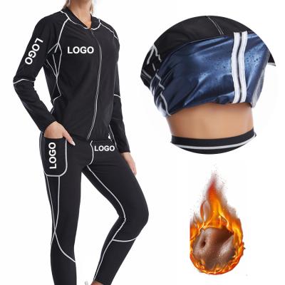 China New Fashional Women's New Fashional Women's Weight Loss Faster Jacket Bands Gym Sauna Suits Hot Sweating Bright Workout Tiktok Logo Sweatshirt for sale