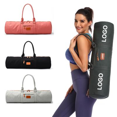 China Custom Shoulder Waterproof Carry Zipper Pocket Tote Yoga Mat Bag Logo Cotton Canvas Sling Single for sale