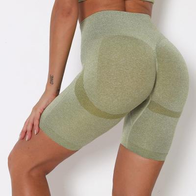 China Breathable Peach Sports Buttocks Solid Color Private Label Seamless Short Workout Running Yoga Gaiters for sale