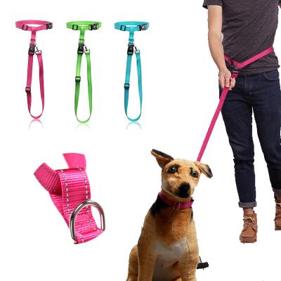 China Quick Release Adjustable Height Reflective Stitching Retractable Running Walking Raising Jogging Hands Free Dog Leash for sale