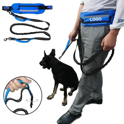 China Zipper Pouch Adjustable Size Retractable Stitching Retractable Running Walking Hiking Jogging Pet Hands Free Dog Leash With Bag for sale