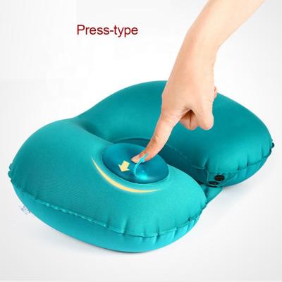 China Factory Newest Anti-Static U-Shape Press Type Inflatable Travel Rest Skin-Friendly Material For Traveling Airplane Nap Pillow for sale