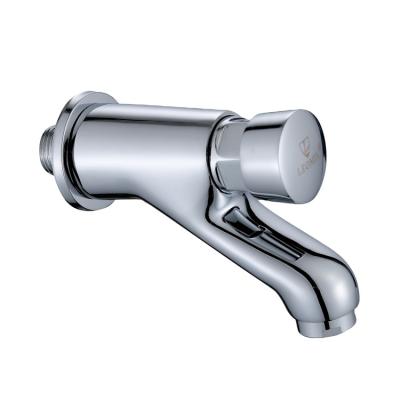 China Thermostatic Faucets Bathroom Polished Self Closing Basin Faucet Wall Press Time Delay Valve for sale