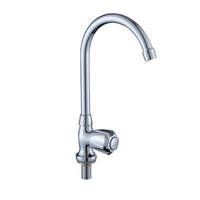 China Thermostatic Faucets Polished Zinc Single Handle Long Neck Single Cold Water Wash Basin Taps Sink Rooster Kitchen Faucet Wall for sale