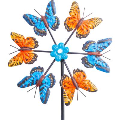 China Metal Butterfly Wind Spinner Stake, Outdoor Metal Windmill, Kinetic Windmills Catchers for Garden Decorations. for sale