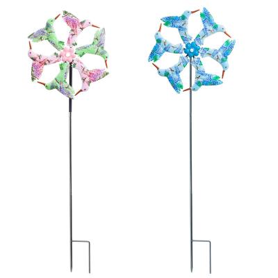 China Garden Wind Spinner Stake, 3D Printing Hummingbird Lawn Ornaments, Kinetic Windmills Catchers for Outdoor Decorations. RQT23031 for sale