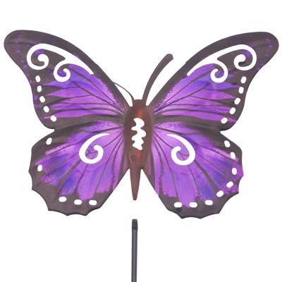 China Decorative Lawn Art Patio Outdoor Decoration (Purple Butterfly) Butterfly Metal Garden Stakes Spring Yard Sign Plant Stake for sale