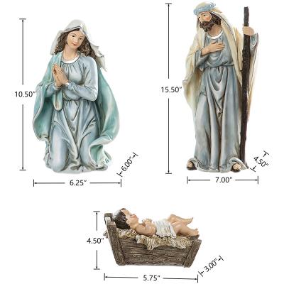 China Hot Europe Home Decor Handmade Catholic Resin Holy Family Statue Christmas Ornament Figurine for sale