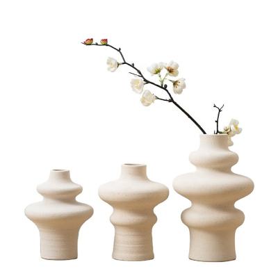 China Modern Abstract Luxury Living Room Drier Decoration Flower Vase Creative Color Morandi Flower Vase Ceramic Vase for sale