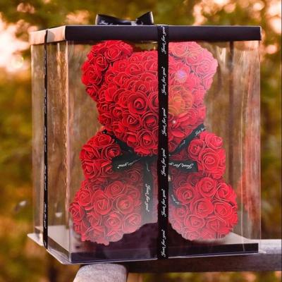 China JULI Wholesale Artificial Foam Flower Rose Teddy Bear Of 40cm PE Foam Rose Teddy Bears box valentines day for sale