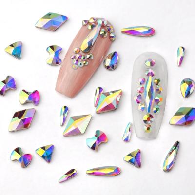 China Wholesale Fashion Accessories Crystal Ab Flatback Diamond 3d Rhinestone Nail Art Decorations for sale