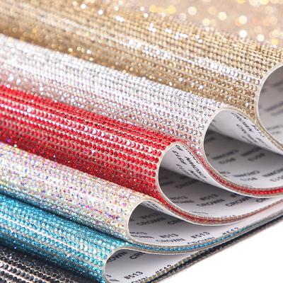 China High Quality Flatback Bling Self Adhesive Rhinestones 24*40cm Crystal Diamond Rhinestones Sheet Cover For Decoration for sale