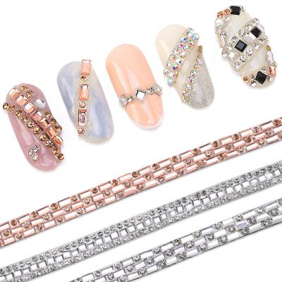 China Easy Apply 2022 Fashion 25cm Chains 3d Nail Stickers Valentine Nails Designs Art Decorations for sale