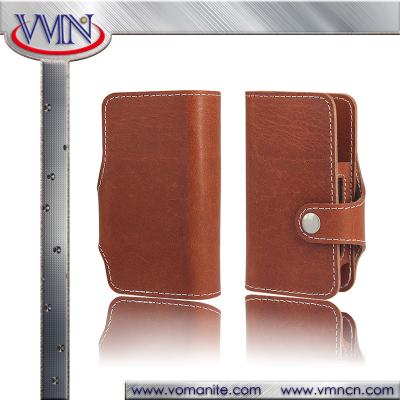 China Retro Brown book type Natural Genuine leather case for Japan IQOS with card slot for sale