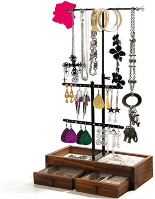 China Simple 3 Tier Jewelry Tree Stand, Metal Jewelry Storage Box Display with Adjustable Size for Necklaces Bracelet Earrings and Ring for sale