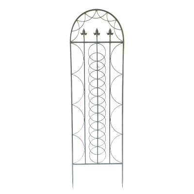 China Easily Assembled Factory Selling Black Metal Garden Trellis With Roung AndArrows Decorated for sale