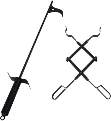 China Easily Cleaned Fire Pit Poker Outdoor Sticker and Chimney Tongs Log Claw Grabberfor Outdoor&Indoor Campfire - Black Steel for sale