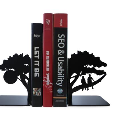 China Factory Supply Cute Laser Cut Tree Shape Bookends Metal Bookends Metal Art Bookends for sale