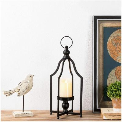 China Modern Design Black Farmhouse Metal Minimalist Lantern Decorative Hanging Candle Lanterns For Kitchen Dining Room Living Room for sale