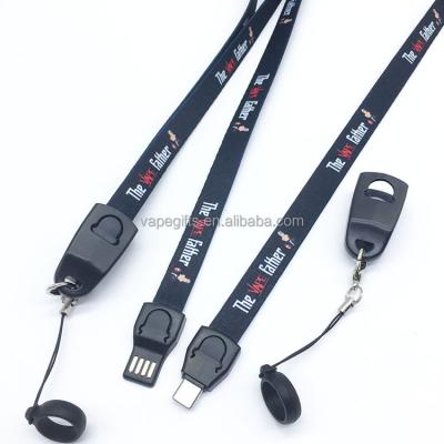 China Promotional Custom MP3/MP4 Player Trade Assurance Lanyards With Type C And Silicone Rubber Ring for sale