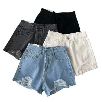 China Spring Breathable Ladies Foreign Trade Stock Extra Waist Street Denim Shorts for sale