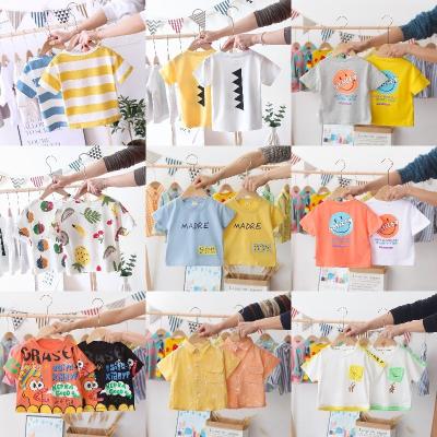 China INS 100% Cotton Super Soft QUICK DRY Summer New Children's Short Sleeve T-shirt Cartoon Print Tops for sale