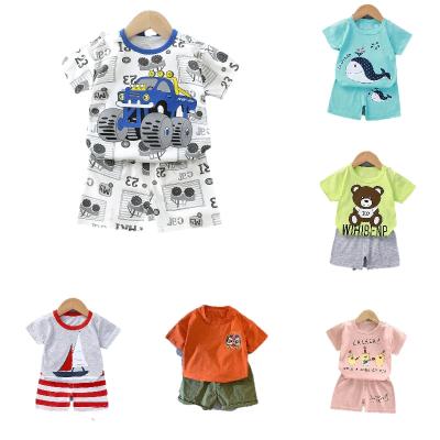 China Summer Casual Children's Short Sleeve Set Pure Cotton Boys and Girls T-shirt Infant Baby Two-Piece Set for sale