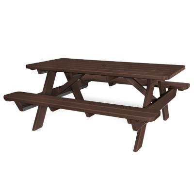 China Waterproof& UV Resistant Outdoor Table With Jointed Benches Patio HDPE Recycled Dining Table Set Street Furniture Plastic Wood Picnic Table for sale