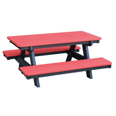 China Waterproof& UV Resistant Outdoor Patio Furniture Dining Plastic Picnic Table Bench Restaurant Picnic HDPE Table Chair Garden Set for sale