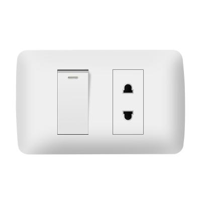 China Residential / General Purpose Simple Stylish Wall Mounted Switch And 2 Pin Wall Power Socket SOHO One Strip for sale