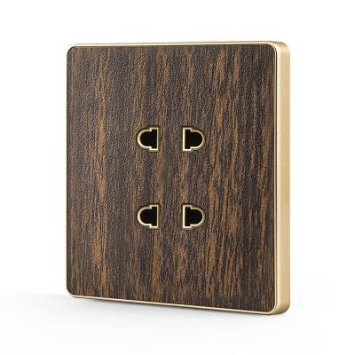 China Factory Sale PC+WOODEN+PHOSPHOR Various 2 Strip Pin Socket Multi Wall Power Socket Wood Grain Wall Switch for sale