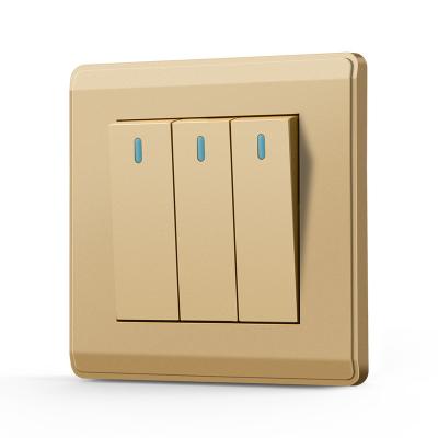 China UK Standard Panel 3 PC Gang 1 Way Electrical Light Wall Switch for sale