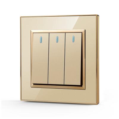 China PC+ACRYLIC Latest New Arrival Design 3 Gang 1 Way Smart Home Lamp Switch Panel for sale