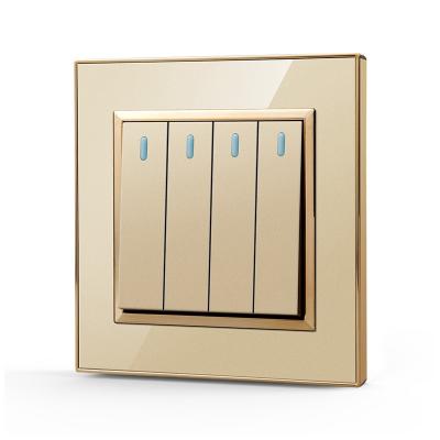 China Good Quality Various PC+ACRYLIC 4 Gang 1 Way Wall Socket Smart Switch Panel for sale