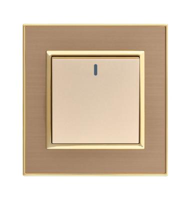 China UK Standard 1 Strip 1Way Gold Color 16A 250V Wall Light Switch Stainless Steel for sale