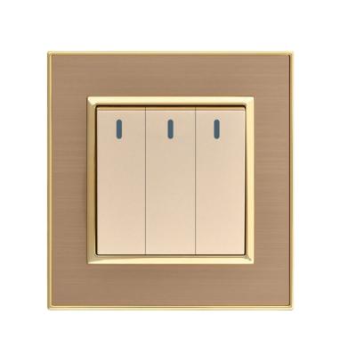 China Stainless Steel Electric Switch Panel Wall 3 Gang 1 Way Stainless Steel Wall Switch for sale