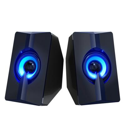 China T-Wolf S5 Small LED Flashing Light Speaker Stereo Speaker Computer Mobile Phone USB2.0 Portable Bright Colorful Twin Mini Speaker for sale