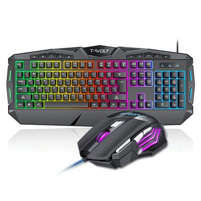 China Wholesale Original Triwin TF-390 Combo T-WOLF Wired Keyboard and Mouse Wired USB Gaming Keyboard and Mouse Set for sale