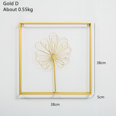 China 100% Handmade Wall Art Hanging Flower Metal Home Wall Sticker Living Room New Display Wall Decor Gold Iron Handmade Iron Interior Modern Wall Decorations for sale