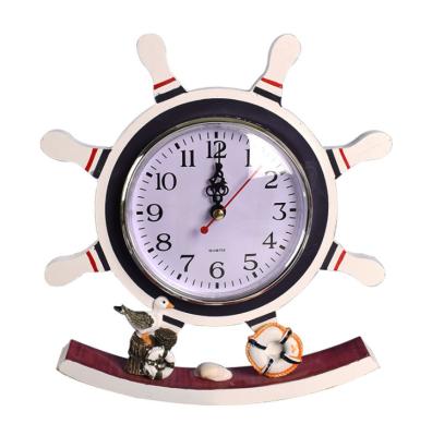 China 9inch 22cm Style Rudder Antique Red Swinging Wooden Art And Craft Clock Desk Table Clock For Child's Gift for sale