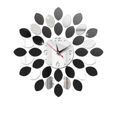 China Antique Frameless Removable Circle Wall Clock Mirror Acrylic DIY Style Home Decor Sticker Art Wall Decoration Adhesive For Living Room Kitchen for sale