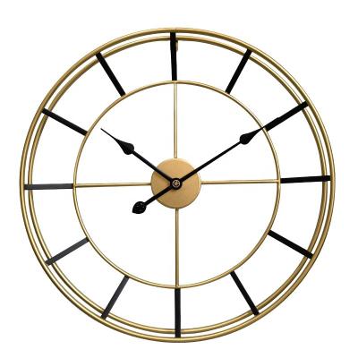 China Home Decor Spain Style 24inch 60cm Wall Clocks Living Room Large Double Circle Antique Minimalist Nordic Gold Wall Clock With Black Clock Line for sale