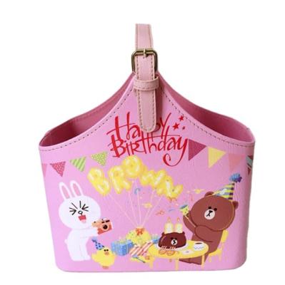 China 26cm PU Baby Gift Cute Stocked Custom Leather Material Cute Basket Logo Factory Oem Sample Free for sale