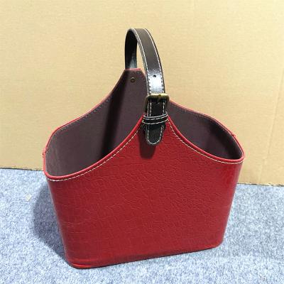 China 21cm 26cm 29cm PU Adjustable Fancy Leather Storage Bag With Custom Logo And Stocked Red Basketball Laundry Basket 100% Handmade for sale