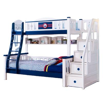 China Sampo Kingdom Pine Contemporary Solid Wood Kids Wooden Bunk Bed With Slide For Kids for sale