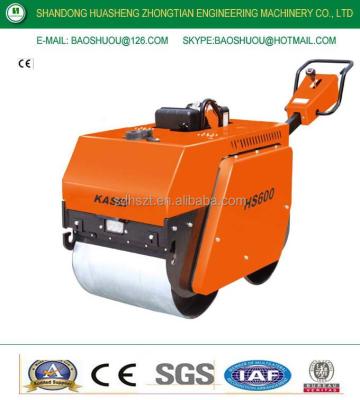 China The bestseller! ! ! walk behind mini double steel drum vibratory road roller, asphalt roller (hydraulic drive, electromagnetic clutch) HS600 for sale